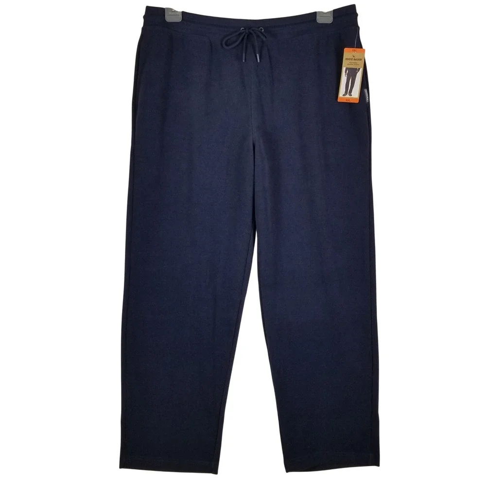 Eddie Bauer Lounge Pants Men XXL Navy Blue Textured Drawstring  NEW